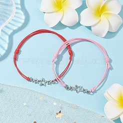 Set di braccialetti a maglie in lega di zinco a stella tripla da 2 pz&nbsp;BJEW-JB09977-03