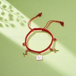Emaille-Charme-Armband mit Herzumschlag aus Rosenlegierung&nbsp;BJEW-JB08682-02