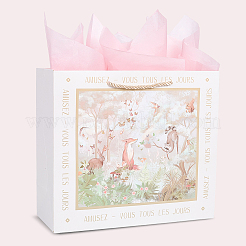 1 sac fourre-tout rectangulaire en papier imprimé feuilles rétro français&nbsp;ABAG-SP0001-29B