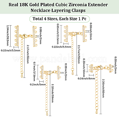 4 pz 4 stili ottone micro pavé zirconia cubica trasparente estremità con catene&nbsp;FIND-BBC0005-21