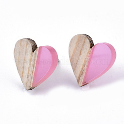 Boucles d'oreilles en résine et bois transparentes&nbsp;EJEW-N017-002A-D05