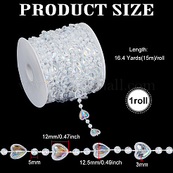 1 rouleau de perles de cristal suspendues en acrylique en forme de cœur&nbsp;DIY-BC0016-79