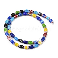 Fili di perline ovali in vetro millefiori fatte a mano&nbsp;LK-Z001-02A-07