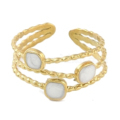 Ionenplattierung (IP) 304 Edelstahl Emaille quadratische Manschette Fingerringe&nbsp;RJEW-L107-058G-01