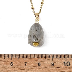 Collier avec pendentif fleur en pierre naturelle mélangée et chaîne en acier inoxydable 304&nbsp;NJEW-JN06440