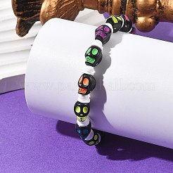 Halloween-Totenkopf-Armbänder aus Acrylperlen&nbsp;BJEW-JB14347-02