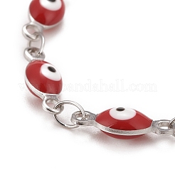 Bracelet chaînes à maillons œil de cheval en émail&nbsp;BJEW-P271-05P-02