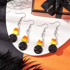 Orecchini pendenti in vetro di Murano fatti a mano con mais caramelle di Halloween&nbsp;EJEW-JE05870