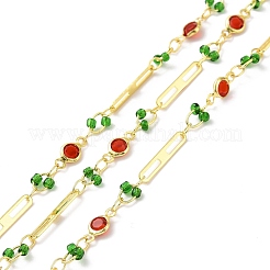 Catene a maglie rotonde ovali e piatte in vero ottone placcato oro 18k&nbsp;CHC-F844-10C
