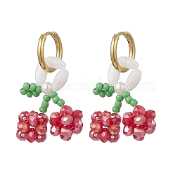 Pendientes de aro tipo huggie de acero inoxidable 304 color cereza&nbsp;EJEW-TA00772