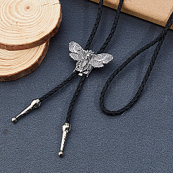 Legierung Mottenschädel schwarz PU Lederband Bolo Tie Lasso Halsketten für Frauen Männer&nbsp;NJEW-WH0031-08AS