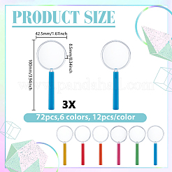 72 Stück 6 Farben Kunststoff-Handlupe für Kinder&nbsp;DIY-GO0002-78