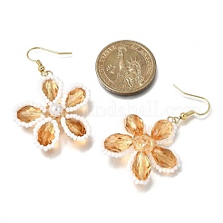 Fleurs de verre Dangle Boucles d'oreilles&nbsp;EJEW-TA00715-03