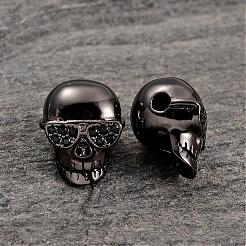 Micro ottone cranio spianare AAA perle di zirconi&nbsp;ZIRC-L056-01-NR