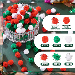 600 stücke 6 farben weihnachten handgemachte diy puppe handwerk pom pom garn pom pom bälle&nbsp;AJEW-TA0003-34