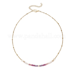 Colliers de perles rondes à facettes de 3.5 mm en améthyste naturelle&nbsp;NJEW-JN05976-02