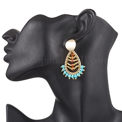 Orecchini pendenti a goccia di howlite naturale&nbsp;EJEW-MZ00526-01