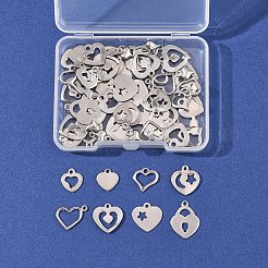 60 stücke 10 arten 201 edelstahl offene herz charme&nbsp;STAS-FS0001-92