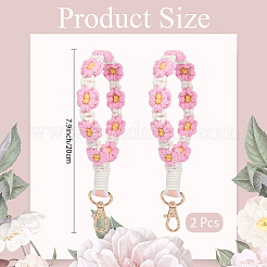 Handgemachter Schlüsselanhänger aus Perlen mit Blumen&nbsp;KEYC-WH20003-03B