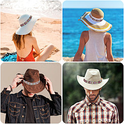2 ensemble de ceintures de chapeau tressées en jute et en plastique de 2 styles&nbsp;FIND-CA0008-49