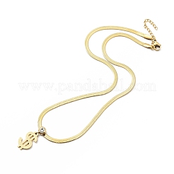 Collier pendentif signe dollar strass cristal avec chaînes à chevrons&nbsp;NJEW-I116-03G
