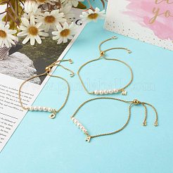 Pulseras deslizantes de perlas naturales ajustables&nbsp;BJEW-JB06525