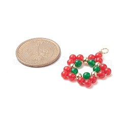 Pendentifs enveloppés de fil de cuivre de jade de malaisie naturel et teint&nbsp;PALLOY-JF02015