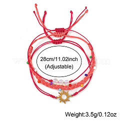 3 Stück verstellbares Armbandset aus Glasperlen und Nylonkordel&nbsp;NA1872-2