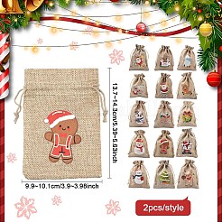 30 Stück Aufbewahrungsbeutel aus Jutetuch mit Weihnachtsdruck in 15 Stilen&nbsp;ABAG-YW0001-10