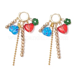 Boucles d'oreilles créoles en forme de cœur avec fleur lmapwork&nbsp;EJEW-JE06253