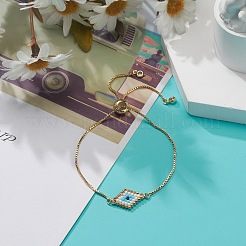 Japanische Saat geflochtene Raute mit Glieder-Schieber-Armband mit bösem Blick&nbsp;BJEW-MZ00001-01