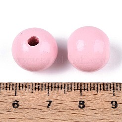 Perles rondes en bois de schima naturel peintes au pistolet&nbsp;WOOD-A018-14mm-05