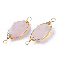 Connecteurs de liens en quartz rose naturel&nbsp;G-T131-04D