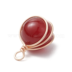 4 stücke 4 arten natürliche rose quarz & aventurin & amethyst & karneol kupfer draht gewickelt ball anhänger&nbsp;PALLOY-TA00217-01
