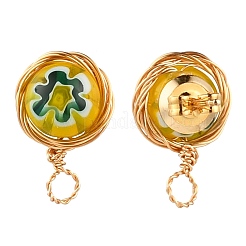 Boucles d'oreilles millefiori faites à la main et poussoirs d'oreilles&nbsp;EJEW-JE04418-02