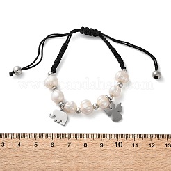 Verstellbare geflochtene Perlenarmbänder aus Nyloncord&nbsp;BJEW-A036-01P