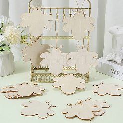 Décorations suspendues en bois en forme d'insectes&nbsp;HJEW-WH20016-02A