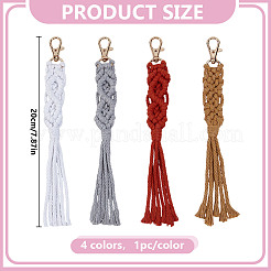4 pendentif décoratif en coton macramé fait main&nbsp;HJEW-DR0001-11