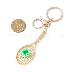 Llaveros de aleación de hierro con forma de raqueta de tenis y flor&nbsp;KEYC-JKC01442