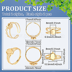 4 stücke 2 arten 304 edelstahl offene manschette ring komponenten&nbsp;STAS-ME0003-04