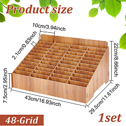 Boîte de rangement en bois pour téléphone portable à 48 grille&nbsp;AJEW-WH0258-839A