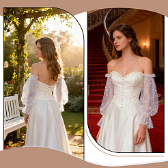Manches bouffantes en maille amovible en polyester&nbsp;AJEW-WH0485-43B