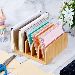Soporte de almacenamiento de escritorio de madera para archivos&nbsp;AJEW-WH0410-52