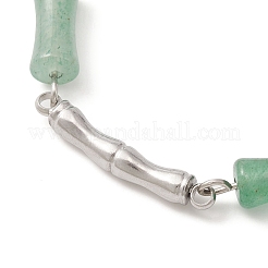 Braccialetto con perline di bambù avventurina verde naturale con ciondoli a foglia acrilica&nbsp;BJEW-TA00299