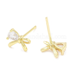 Orecchini a bottone in ottone con zirconi da donna&nbsp;EJEW-S217-B03