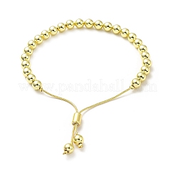 Bracelets coulissants à perles rondes en laiton plaqué en rack pour femmes&nbsp;LS-BJEW-M232-01G-B