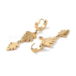 Orecchini pendenti in acciaio inossidabile 304 a forma di foglia&nbsp;EJEW-L283-017G