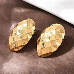 Pendientes ovalados con rombos de acero inoxidable 304&nbsp;EJEW-I320-21G-01