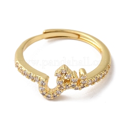 Anelli regolabili da donna con lettere arabe in ottone con placcatura a cremagliera&nbsp;RJEW-S407-10G-12