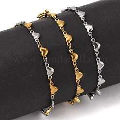 3 bracelet à maillons en forme de cœur en acier inoxydable 304&nbsp;BJEW-FS0001-02